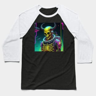 Square Format Skull Spaceman Vaporwave Baseball T-Shirt